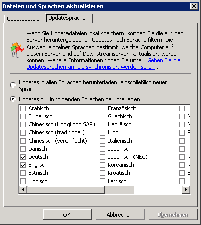 Windows Small Business Server 2011 Sprachen